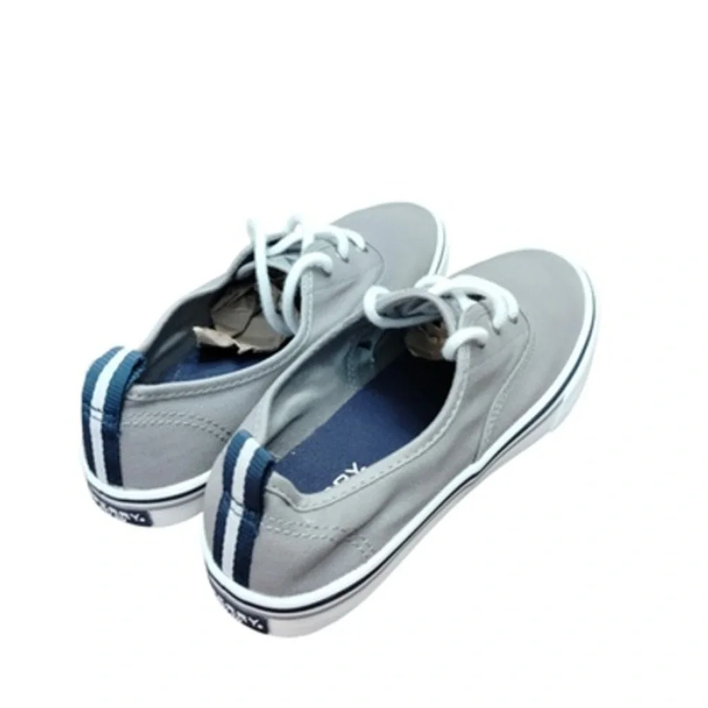 Sperry Top-Sider Shoes Women's 7.5 Gray Canvas Boat Lace Up Memory Foam STS84830